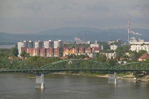 Slovakia Prints: HUNGARY-DANUBE BEND-Estergom: View of Danube River, Maria Valeria Bridge & Sturovo