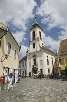 People In The Background Prints: HUNGARY-DANUBE BEND-Szentendre: Fo Ter (Square) & Blagovestenska Church (b. 1754)