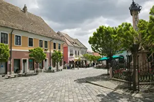 Small Town Prints: HUNGARY-DANUBE BEND-Szentendre: Houses Fo Ter (Square) Danube River Tourist