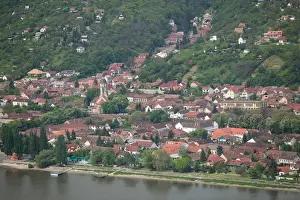 Visegrad Prints: HUNGARY-DANUBE BEND-Visegrad: Danube River Town of Nagymaros from Visegrad Citadel