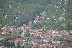 HUNGARY-DANUBE BEND-Visegrad: Visegrad Citadel (b. 1259) - View of Nagymaros