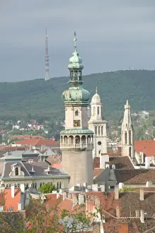 Images Dated 8th May 2004: HUNGARY-WESTERN TRANSDANUBIA-Sopron: Town View & Firewatch Tower / Morning
