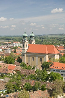 Images Dated 9th May 2004: HUNGARY-WESTERN TRANSDANUBIA-Tata: Holy Cross Church from Calvary Hill Lookout Tower