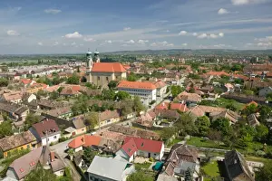 HUNGARY-WESTERN TRANSDANUBIA-Tata: Holy Cross Church & Town from Calvary Hill
