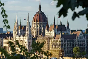 Scaffolding Prints: Hungarys Parliament, built between 1884-1902 is the countrys largest building