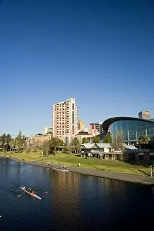 Images Dated 29th August 2006: Hyatt Regency Hotel, Adelaide Convention Centre, Rowers and Torrens Lake, Adelaide