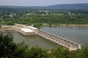 Arkansas Prints: A hydroelectric dam, part of the Ozark Lake Project on the Arkansas River at Ozark