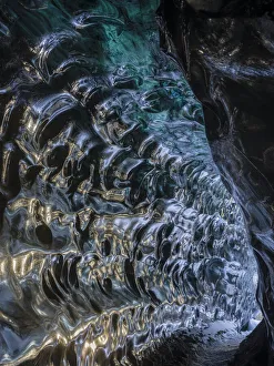 Cove Prints: Ice cave at the northern shore of glacial lagoon Jokulsarlon in glacier