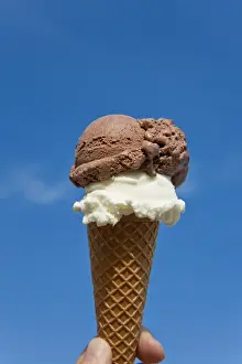 Sicily Prints: Ice cream cone, chocolate & vanilla, Sicily, Italy