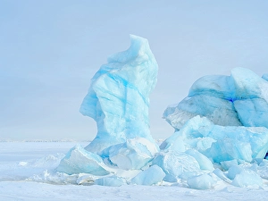 Tundra Prints: Iceberg in the frozen Mohnbukta in Sabine-Land