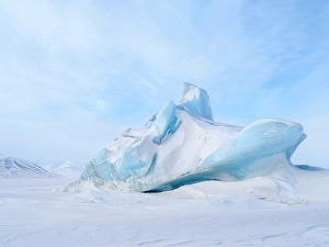 Tundra Prints: Iceberg in the frozen Mohnbukta in Sabine-Land