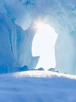 Greenland Prints: Iceberg frozen into the sea ice of the Uummannaq fjord system during winter