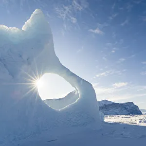Greenland Prints: Iceberg frozen into the sea ice of the Uummannaq fjord system during winter