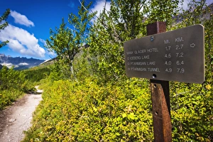 Weather Prints: Iceberg Lake trail sign, Many Glacier, Glacier National Park, Montana USA