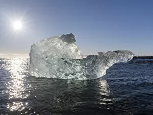 Iceland Collection: icebergs on black volcanic beach. Beach of the north atlantic near the glacial lagoon Joekulsarlon