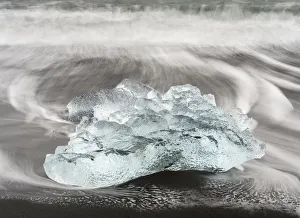 Icebergs on black volcanic beach, Iceland