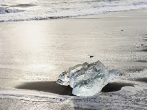 Icebergs on black volcanic beach, Iceland