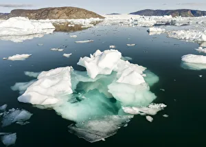 Images Dated 2017 August: Icebergs in the Uummannaq fjord system, northwest Greenland, Denmark. Store Gletscher
