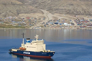 The icebreabker Kapitan Khlebnikov at anchor Qaanaaq Greenland