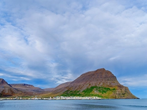 Settlement Prints: Iceland, Bolungarvik at fjord Isafjardardjup. The Westfjords (Vestfirdir) during autumn