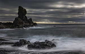 Images Dated 27th March 2013: Iceland, Dritvik. Stormy shoreline scenic