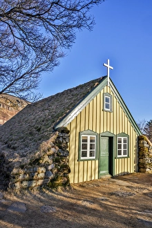 Images Dated 16th January 2024: Iceland, Hofskirkja, the last turf church built in the old style. (Editorial Use Only)