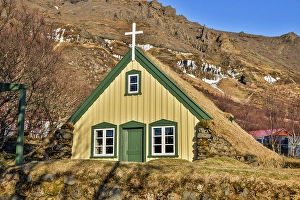 Images Dated 16th January 2024: Iceland, Hofskirkja, the last turf church built in the old style. (Editorial Use Only)