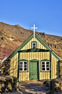 Images Dated 16th January 2024: Iceland, Hofskirkja, the last turf church built in the old style. (Editorial Use Only)
