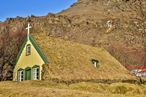 Images Dated 16th January 2024: Iceland, Hofskirkja, the last turf church built in the old style. (Editorial Use Only)