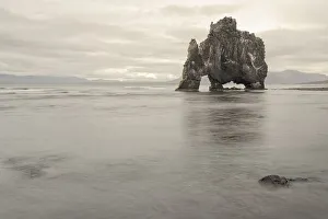 Sea Stack Prints: Iceland, Hvitserkur. This sea stack or monolith represents a legend that it was a troll