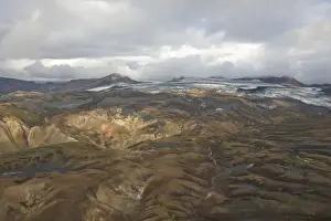 Josh Anon Prints: Iceland, Jokulgil. Aerial of the Landmannalaugar geothermal area. Credit as: Josh