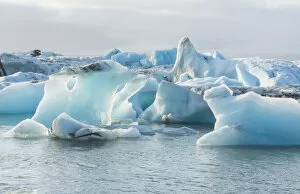 Iceland Gallery: Iceland Jokulsarlon glaciers and icebergs on lake lagoon on edge of Vatnajokull National