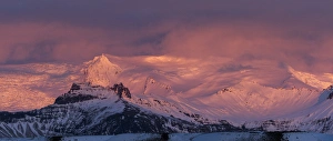 Icelandic Prints: Iceland. Landscape of glacier at sunset