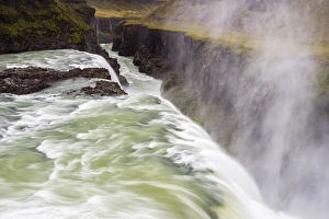 Dennis Kirkland Prints: Iceland, Misty Gulfoss. Waterfall flowing into river