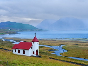 Iceland. Myrar settlement during autumn. (Editorial Use Only)