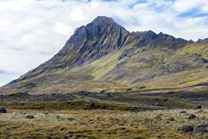 Stark Prints: Iceland, Northeast Iceland, Oxnadalur Valley. High mountains are covered with green moss