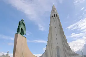 Icelandic Prints: Iceland, Reykjavik, Hallgrimskirkja, Leif Eriksson