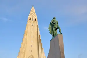 Iceland, Reykjavik, Hallgrimskirkja, Leif Eriksson