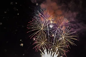 Iceland, Reykjavik. New Years Eve fireworks abstract