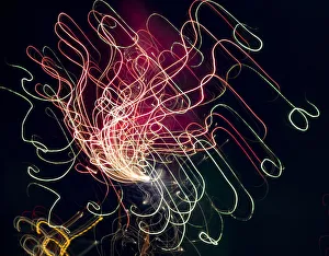 Iceland, Reykjavik. New Years Eve fireworks abstract