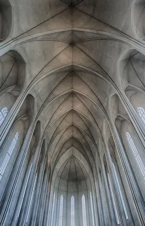 Prints of Iceland, Reykjavik, ribbed vaults in the modern Cathedral of Hallgrimskirkja Images Dated 2019 January: Iceland, Reykjavik, ribbed vaults in the modern Cathedral of Hallgrimskirkja
