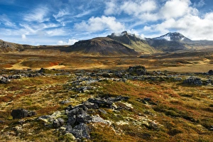 Images Dated 24th September 2013: Iceland, Snaefellsnes Peninsula. Autumn colors on the landscape