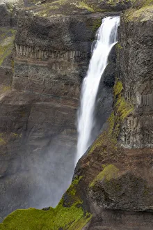 Powerful Prints: Iceland, Southern Highlands, Haifoss Waterfall. The Fossa River flowing over the cliffs