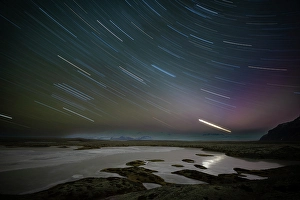 Dark Prints: Iceland, star trails over Jokulsarlon Glacier Lagoon