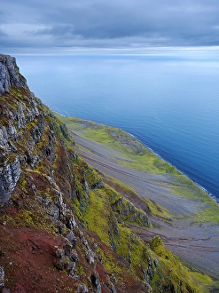Northern Europe Prints: Iceland. View from Bolafjall towards Denmark during autumn