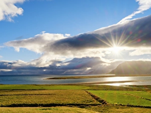 Vestfirdir Prints: Iceland. View over the coastline of the Breidastroend at Breidafjordur during autumn
