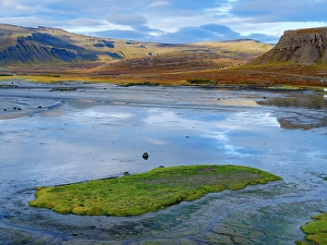 Northern Europe Prints: Iceland. View over the coastline of the Breidastroend at Breidafjordur during autumn