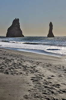 Images Dated 16th January 2024: Iceland, Vik. Reynisfjara black sand beach