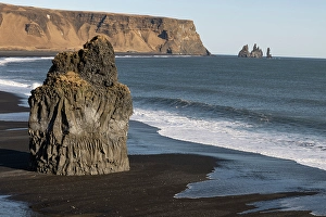 Images Dated 16th January 2024: Iceland, Vik. Reynisfjara black sand beach