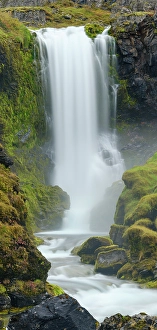 Northern Europe Prints: Iceland. Waterfall Dynjandi in Borgarfjordur during autumn